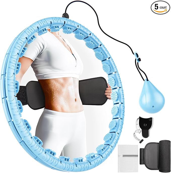 Weighted Fitness Hoop for Adults Weight Loss,Infinity Weighted Hoop Plus Size with Sweat Belt,Waist Trainers for Women,Exercise Hoop Womens Weight Loss at Home