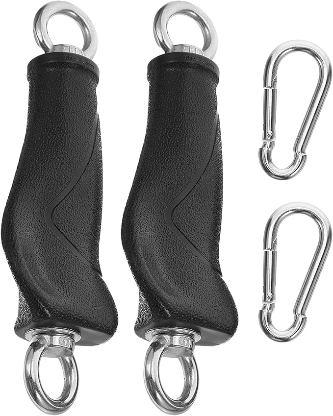 Beaupretty 2pcs Fitness Handles Cable Machine Attachments for Resistance Bands with Double Ring Grip, Short Length Workout Handles for Home Gym Strength Training Equipment