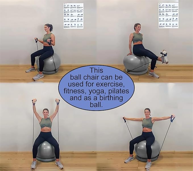 CMYUN Yoga Ball Chair Workout Ball Chair for Yoga/Fitness, Stability Ball Chair for Office Home Classroom, Pregnancy Ball Seat with Pump, Relieve Back Pain (Size : Diameter 55cm (21 5/8"))