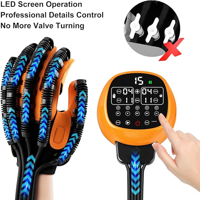 Rehabilitation Robotic Gloves for Stroke and Hemiplegia Recovery, Rechargeable Stroke Hand Recovery Device, Hand Function Training, Finger Exerciser Device for Arthritis Patients (Orange Left Hand L)