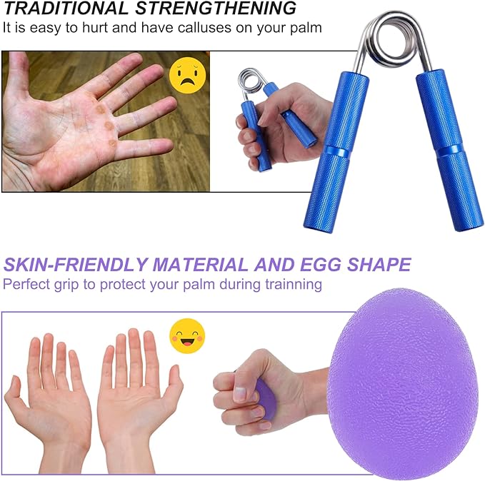 Stress Balls for Adults, Hand Exersicers for Strength, Squeeze Balls for Hand Therapy, Hand Exersice Balls for Hand, Finger and Wrist Training with Carrying Bag