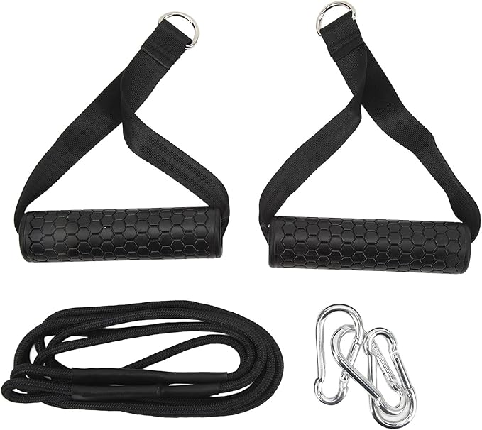 Triceps Rope, Long Strap with 2 Handles Cable Attachments for Multi-Use Fitness for Men Women Home Gym Strength Training