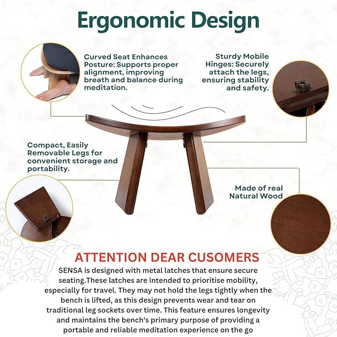 Meditation Bench, Wooden Kneeling Stool, Portable Yoga Auxiliary Stool,Multifunctional Ergonomic Seat with Travel Bag, Detachable Comfort Chair for Yoga, Prayer, Meditation(Medium)