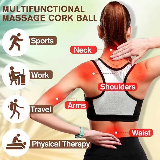 100 Pcs Cork Massage Ball 2 Inch Solid Hard Myofascial Release Yoga Ball for Back Foot Neck Pain Therapy Portable Tissue Muscle Release Tool for Home Office Travel