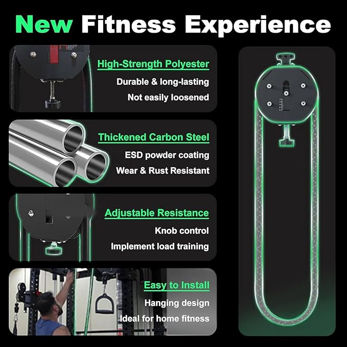Endless Rope Machine, Adjustable Resi Trainer Machine, Portable Rope Exercise System for Home Gym Fitness Gear, Endless Cable Pulley Trainer, Strength Training Equipment, Home Gym Infinity Rope Red