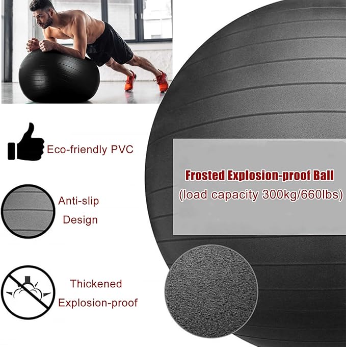 Exercise Ball Chair for Adults and Teenagers with Autism, Home Yoga Ball Chair for Balance/Flexibility/Maintaining Good Posture, Easy to Assemble