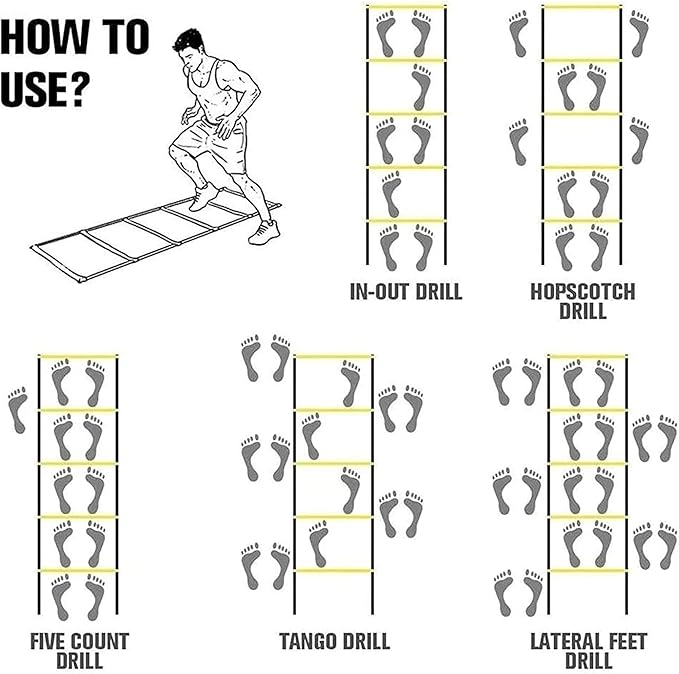 Agility Ladder Flexibility Speed Ladder, Sports Training Set,Fitness Jumping Ladder Footwork Sport Equipment,for Kids/Adults Outdoor Training(Size:8m)