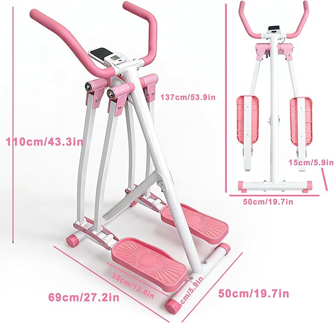 ZeHuoGe Air Walking Elliptical Machine - Foldable Cardio Cross Trainer Glider for Full-Body Low-Impact Exercise with LCD Display Ideal for Home Gym