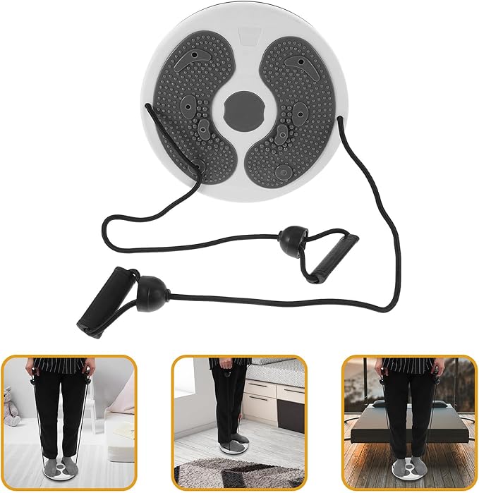 TOYANDONA Fitness Twisting Plate with Rope, Gray Rotating Twist Board for Home Abdominal Exercise, Waist Trainer Slimming Machine for Indoor Strength Training and Core Workout