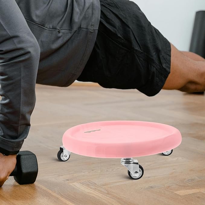 Ab Roller Wheel Core Trainer with Fitness Sliders and Silent Smooth Rolling Board, Pink Abdominal Exercise Roller for Home Gym Strength and Core Muscle Workout