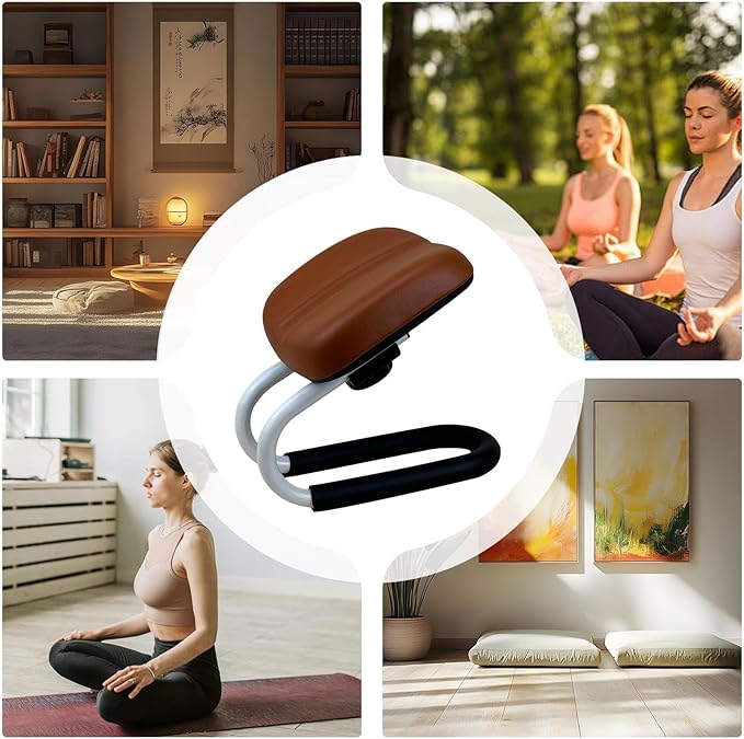 Meditation Stool, Adjustable Kneeling Bench,with Sponge Cushion Meditation Stool Bench Seat, Meditation Accessories, Non-Slip Leg Sleeve, Portable Chair for Home Yoga Studio