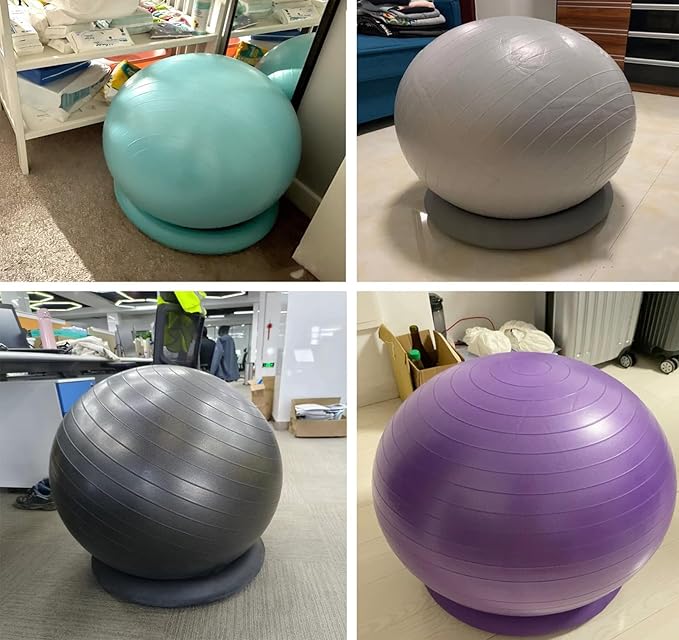 Yoga Ball Chair Office Ball Chair with Base & Pump, Stability Yoga Ball Seat for Back Pain Relief, Home Gym Exercise Ball Chair for Core Strength Training ( Color : Purple , Size : Diameter 75cm ( 29