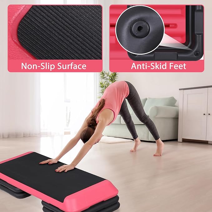 HomGarden 28.15" & 43" Adjustable Workout Aerobic Stepper in Fitness & Exercise Step Platform Trainer Stepper