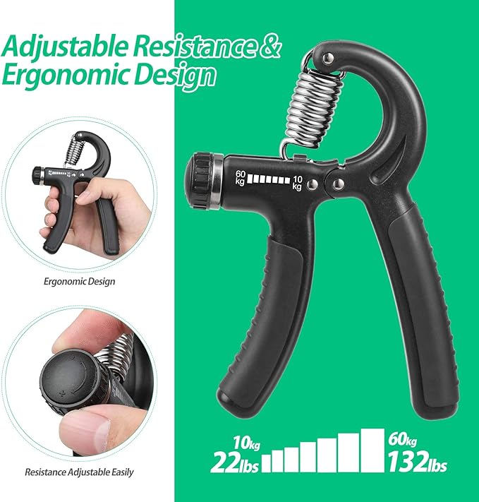 NIYIKOW Grip Strength Trainer, Hand Grip Strengthener, Grip Strengthener, Adjustable Resistance, Forearm Strengthener, Perfect for Musicians Athletes