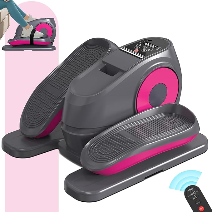 Under Desk Elliptical Machine, Electric Exerciser Pro with 16 Adjustable Speed, Quiet and Fully Assembled with Remote Control & Non-Slip Foot Straps Grey