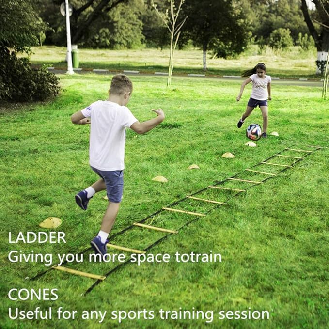 Agility Ladder, Speed Training, Soccer Agility Speed Training Equipment, 20ft Agility Ladder, 6 Soccer Cones, Running Parachute, Basketball Football Soccer Training Equipment for Kids, Youth, Adults