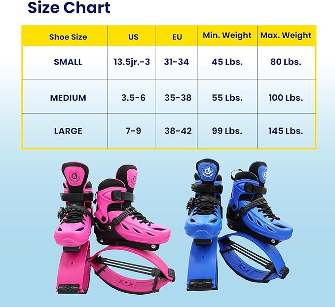 New Bounce Jumping Shoes for Kids - Premium Moon Shoes, Kangaroo Jumping Shoes, Safe and Adjustable Fit, Bouncing Shoes for Exercise and Fun Blue