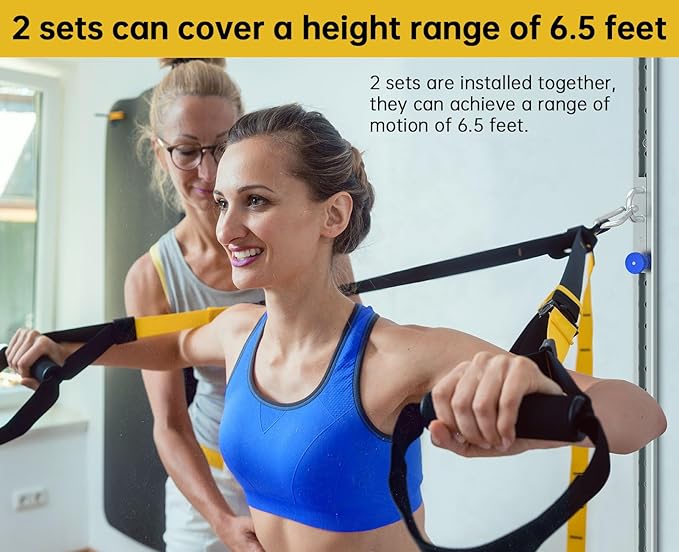 Wall-Mounted Anchor Fitness System - Adjustable, Multi-Functional, Space Saving Home Gym Solution for Strength Training,Adjustable Workout Wall Anchor System Blue