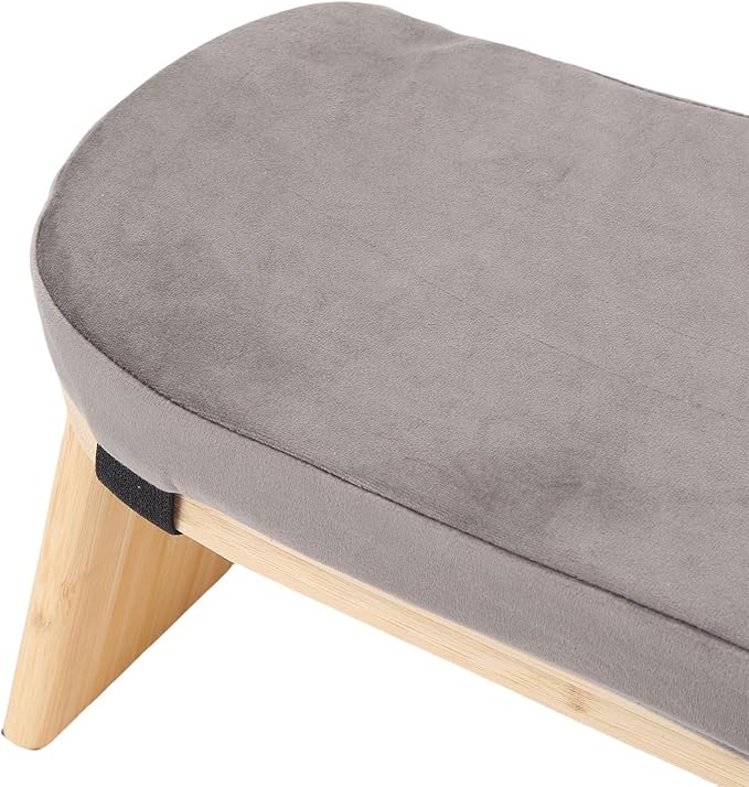 Wooden Meditation Bench, Ergonomic Detachable Kneeling Stool with Soft Cushion for Yoga and Meditation, Minimalist Design Home Use (Grey)