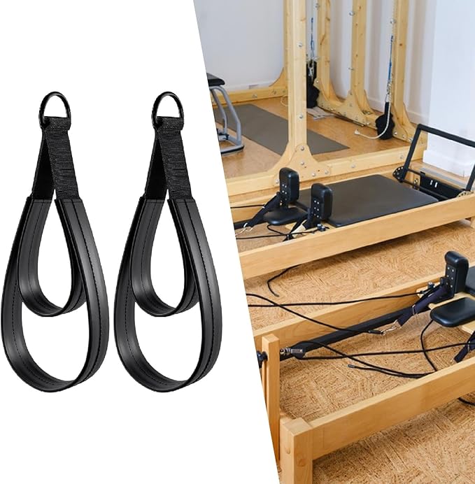 2Pcs Pilates Double Loop Straps for Reformer,Comfortable Grip Nonslip for Improve Flexibility Strength Dexterity Ankle Legs