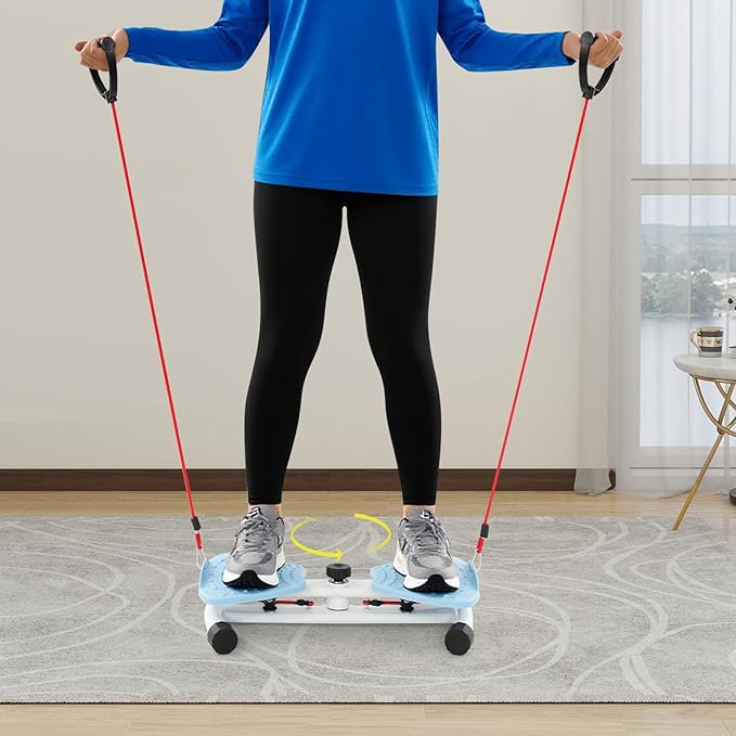 Waist Twister, Non-Slip Dual Pedal Ab Machine with Resistance Bands, Home Fitness Core Trainer for Slim Waist & Abs Workout, 260 lbs Capacity