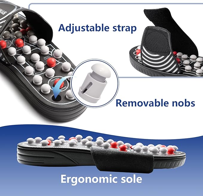 BYRIVER Acupressure Foot Massager Acupoint Stimulation Massage Slippers Shoes Reflexology Sandals Gift for Men Women, Reduce Feet Tension Promote Circulation, Father's Mother's Day Gift(02S)