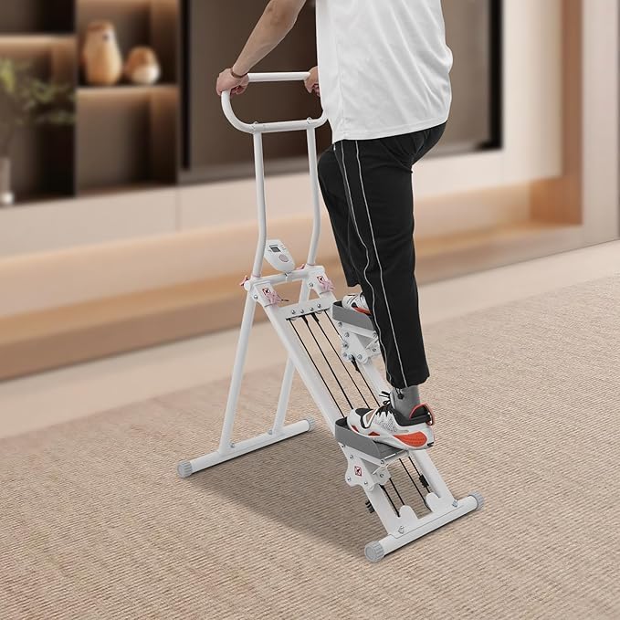 Foldable Stair Stepper Machine with LCD Display, 300lbs Vertical Climber for Home Gym, Adjustable Height Cardio Workout Equipment for Adults, Weight Loss