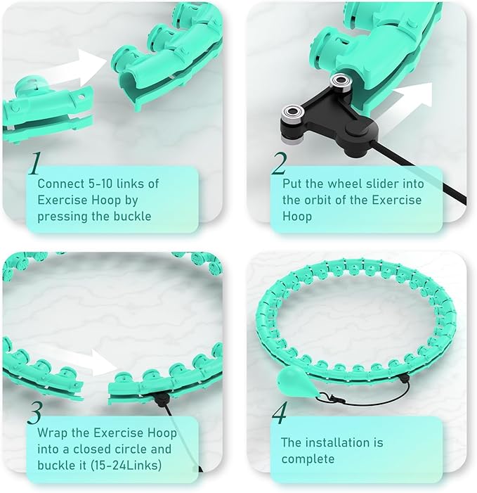 JKSHMYT Weighted Hula Circle Hoops for Adults Weight Loss, Infinity Fit Hoop Plus Size, 30 Detachable Links, Exercise Hoop for Women and Beginners