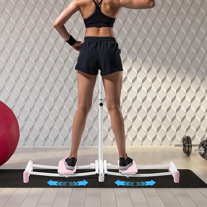 Pink Ski Exercise Machine, 32.68-38.59in Adjustable, 220.46lb Capacity, Pelvic and Thigh Trainer for Home Workouts