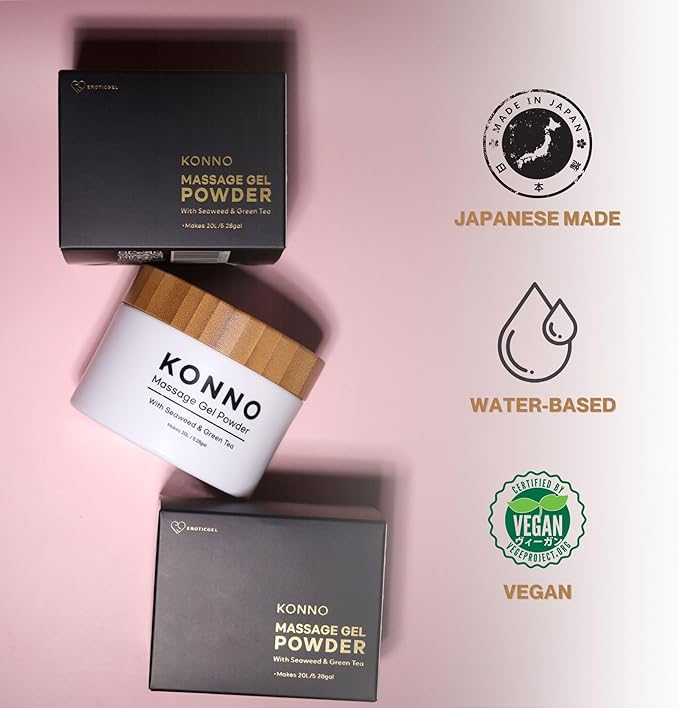 Japanese Nuru Massage Gel Powder 200g | Formulated with Natural Seaweed & Green Tea | Made in Japan | Paraben, & Glycerine Free | Fragrance-Free | Makes 5.28 gal/ 20L | Vegan | Konno
