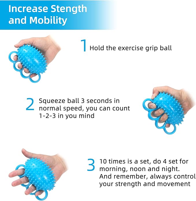 Hand Exercise Ball Finger Therapy Ball - Grip Strengthening, Improve Flexibility, Squeeze Stress Relief Balls, Resistance Strength Trainer for Hand