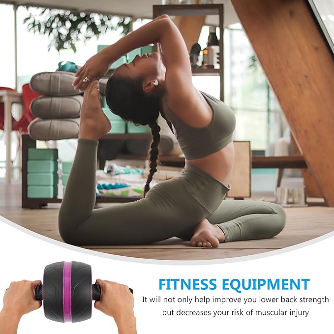 Ab Roller Wheel Fitness Roller for Core Workout, Portable Abs Abdominal Trainer Wheel with Automatic Rebound, Home Exercise Equipment for Men and Women