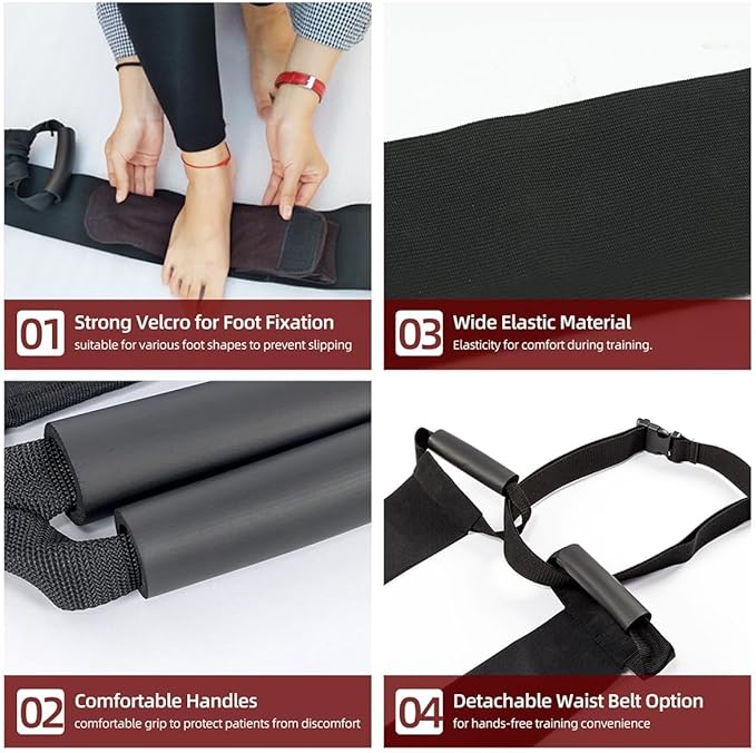 Stretch Bands for Exercise – Leg Stretching Strap for Physical Therapy, Hands-Free/Manual Options for Elderly Rehabilitation Bedridden Patients Lower Limb Myasthenia (2 Feet+Waist Belt)