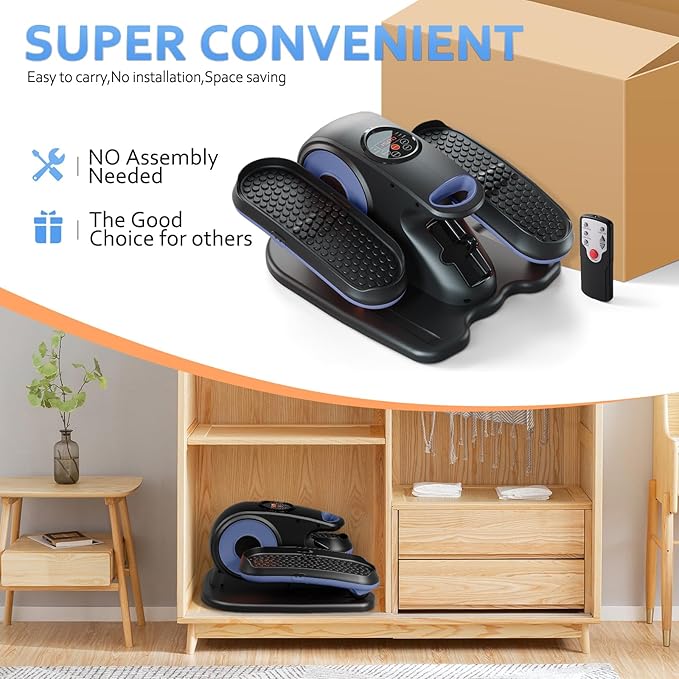 Under Desk Elliptical Machine, Ellipse Exerciser as Seen on TV for Seniors with Remote Control & 12 Adjustable Speeds, Elliptical Machine for Home