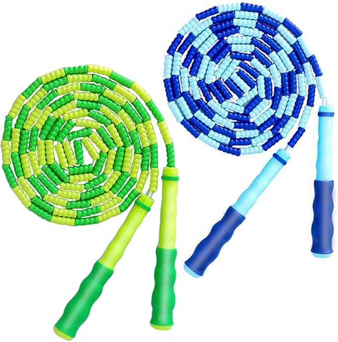 Jump Rope for Kids Girls and Boys, Soft Beaded Jump Ropes, Adjustable Skipping Rope, Tangle-Free Segmented Rope for Kid and Women Men Adults Exercise, Keeping Fit, Training - 9.2Ft