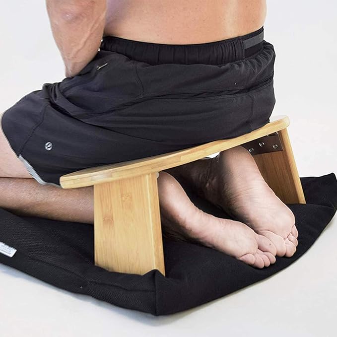 Kneeling Meditation Bench with Foldable Bamboo Meditation Bench Legs, Perfect Kneeling Stool Ergonomic Bamboo Bench - Includes Carrying Bag