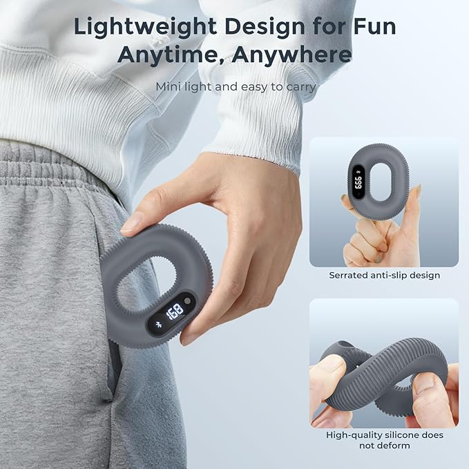 Smart Grip Strength Trainer with Bluetooth App - Squeeze to Control Videos, Play Games & Track Data, Soft Portable Hand Exerciser for Strength, Stress Relief & Rehab