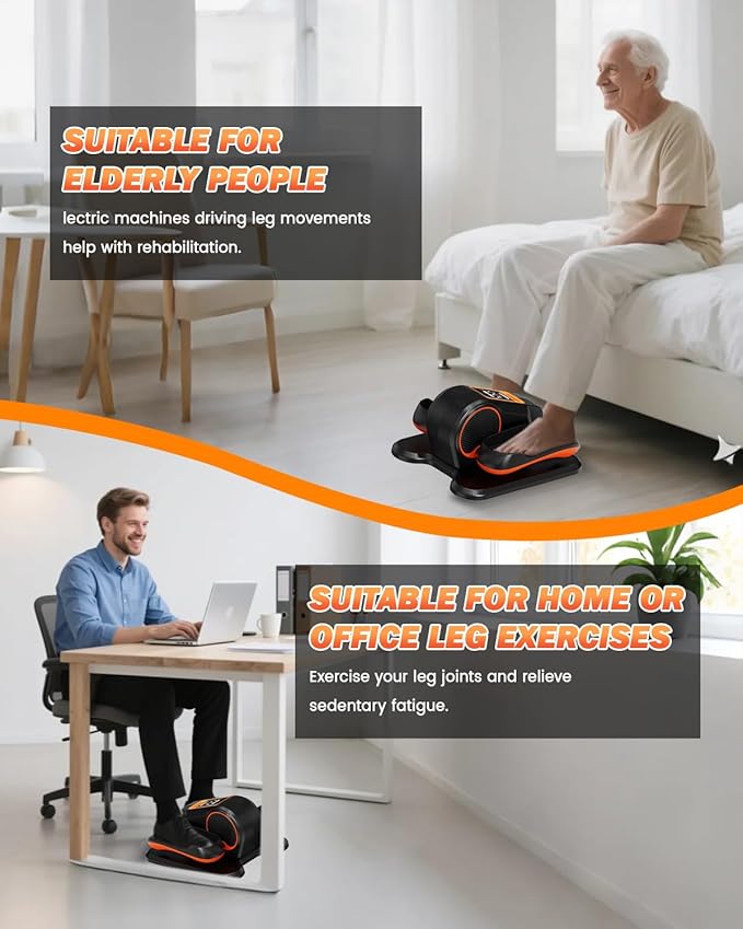 Under Desk Elliptical Machine, Electric Leg Exerciser as Seen on TV for Senior, Quiet Portable Seated Pedal Exerciser Machine with Remote Control, 12 Adjustable Speeds for Home Office