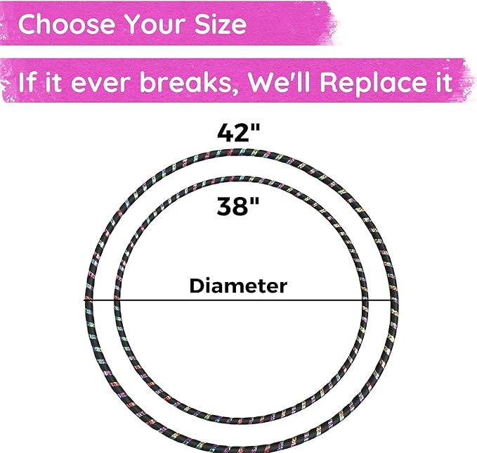 Weighted Beginner Fitness Hula Hoop for Adults - Exercise Hoop for Weight Loss & Core Workout - Large Diameter Hoop for Easy Learning - Handmade in USA - Multiple Sizes & Colors