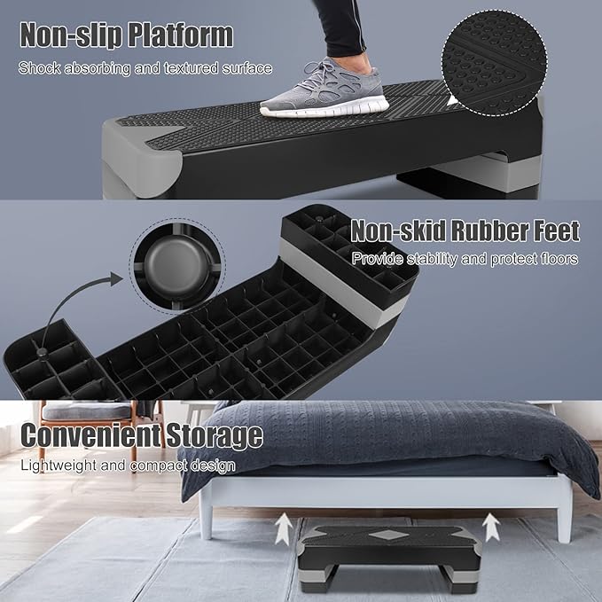 Adjustable Exercise Workout Aerobic Stepper Step Platform Trainer