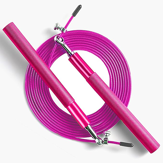 Speed Jump Rope - 360° Swivel Ball Bearing - Adjustable steel coated rope-Aluminum Anti Skipping Handle -Fitness Training Boxing Sports Exercises -Suitable for Kids and Adults