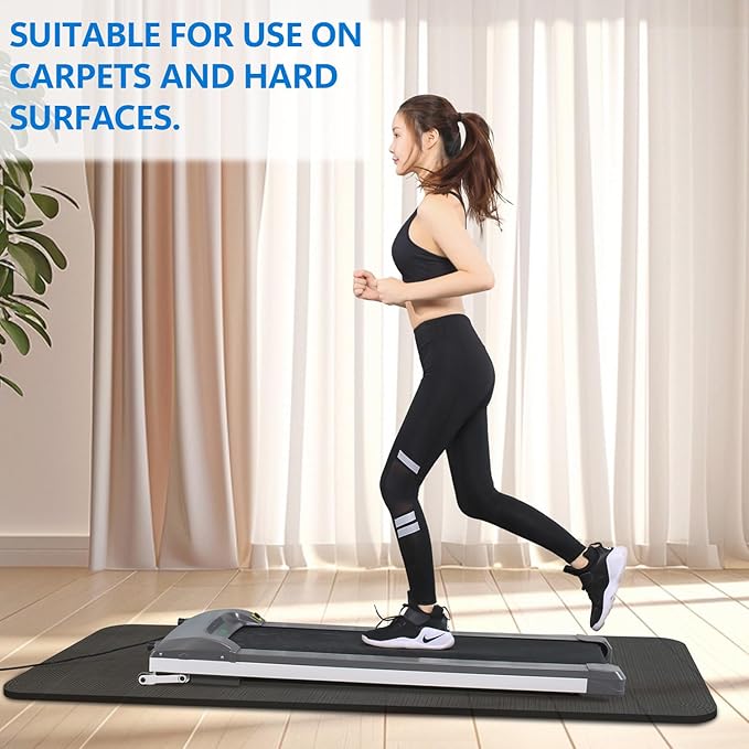 Treadmill Mat,Bike Mat Compatible with Peloton Bike,Elliptical, 6mm Thick, Under Exercise Bike Trainer Pad for Indoor Stationary Spin Bike Gym Equipment Hardwood Floor Carpet Protector