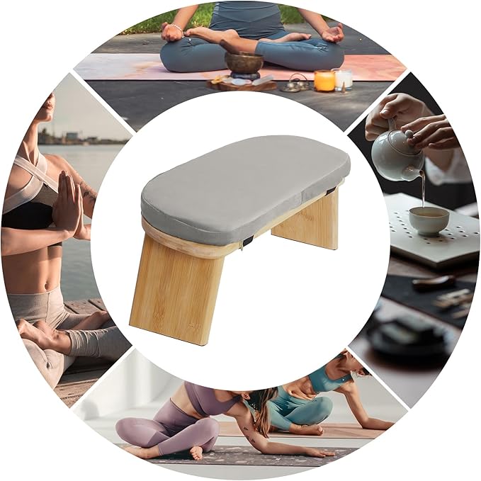 Foldable Kneeling Meditation Bench Stool with Carrying Bag - Ergonomic 5° Tilt Design for Yoga and Meditation Practice, Supports Up to 396 lbs, Portable and Space-Saving