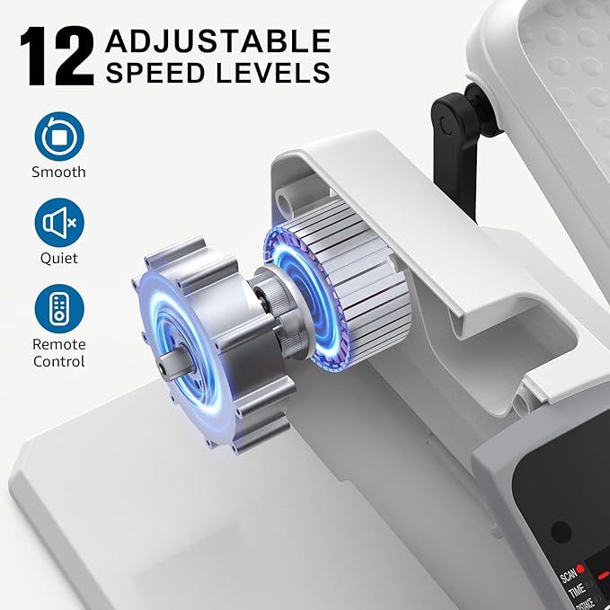 VIVURN-018 Under Desk Elliptical 12 Speed 5 Modes Mini Motorized Leg Exerciser While Sitting for Seniors As Seen on TV with Non-Slip Mat Quiet & Portable Electric Pedal Exerciser for Home and Office