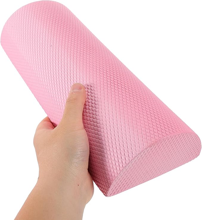 Semicircle Foam Roller for Lumbar Support and Muscle Massage, 30X6.3 Inch Pink Half Roller for Fitness, Core Stability and Back Exercise at Home