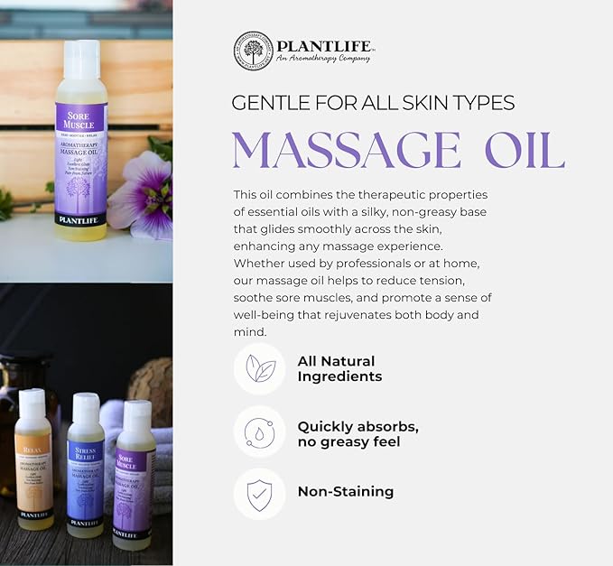 Plantlife Scent Free Massage Oil - Absorbs Deeply into The Skin and is Circulated Throughout, Providing Optimum Benefit to The Mind and Body - Made in California 4 oz