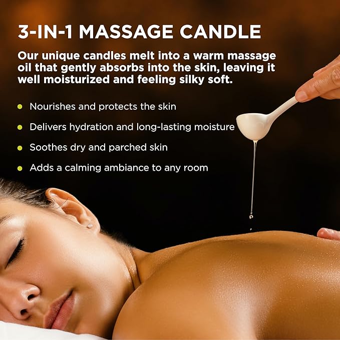 Hemp Seed 3-in-1 Massage Candle, Guavalava Scent - 6 oz. - Candle, Massage Oil & Moisturizer in One - Hemp Seed, Coconut, Apricot & Soybean Oil - Vegan & Cruelty Free