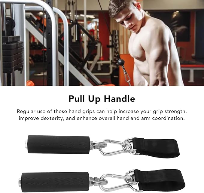 ZJchao 1Pair Pull Up Bar Handle Cable Attachment TPR Rubber Coated Grip Anti Slip Straight Gym Equipment for Weightlifting Exercise with Comfortable Handles for Strength Training