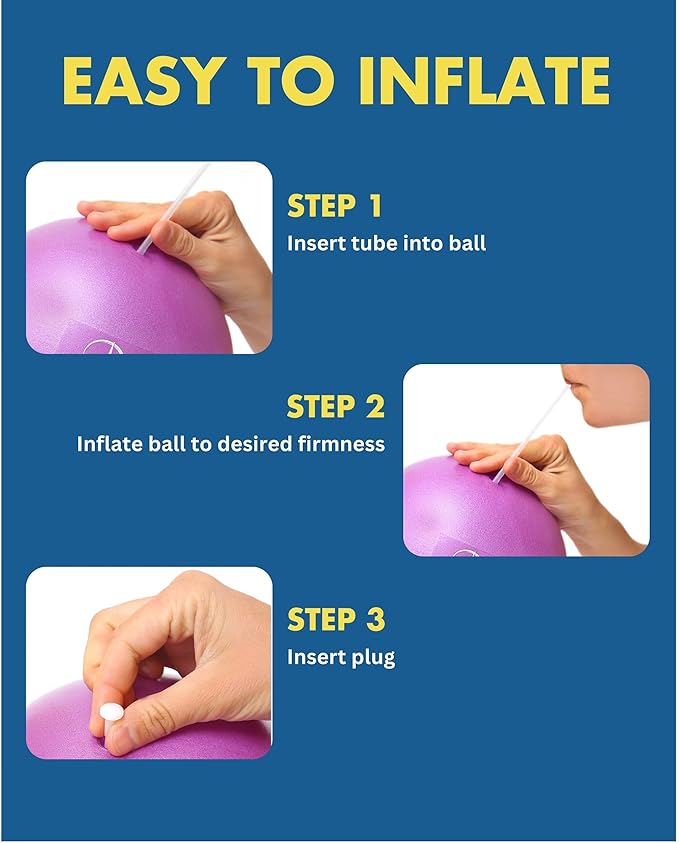 ProBody Pilates Exercise Balls Physical Therapy - 9 Inch Small Exercise Ball for Between Knees for Rehab, Barre, Core, Stability & Yoga