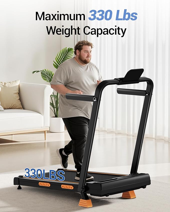 16% Incline Walking Pad Treadmills for Home Small, 4-in-1 Under Desk Treadmill with Handles, Foldable Treadmill with 2.5 HP Quiet Brushless, 330 LBS Capacity